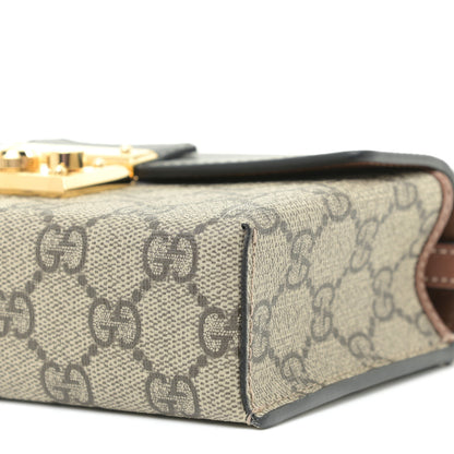 Gucci GG Supreme Monogram Calfskin Mini Padlock Top Handle Shoulder Bag Beige Black Cuir 7 of 10