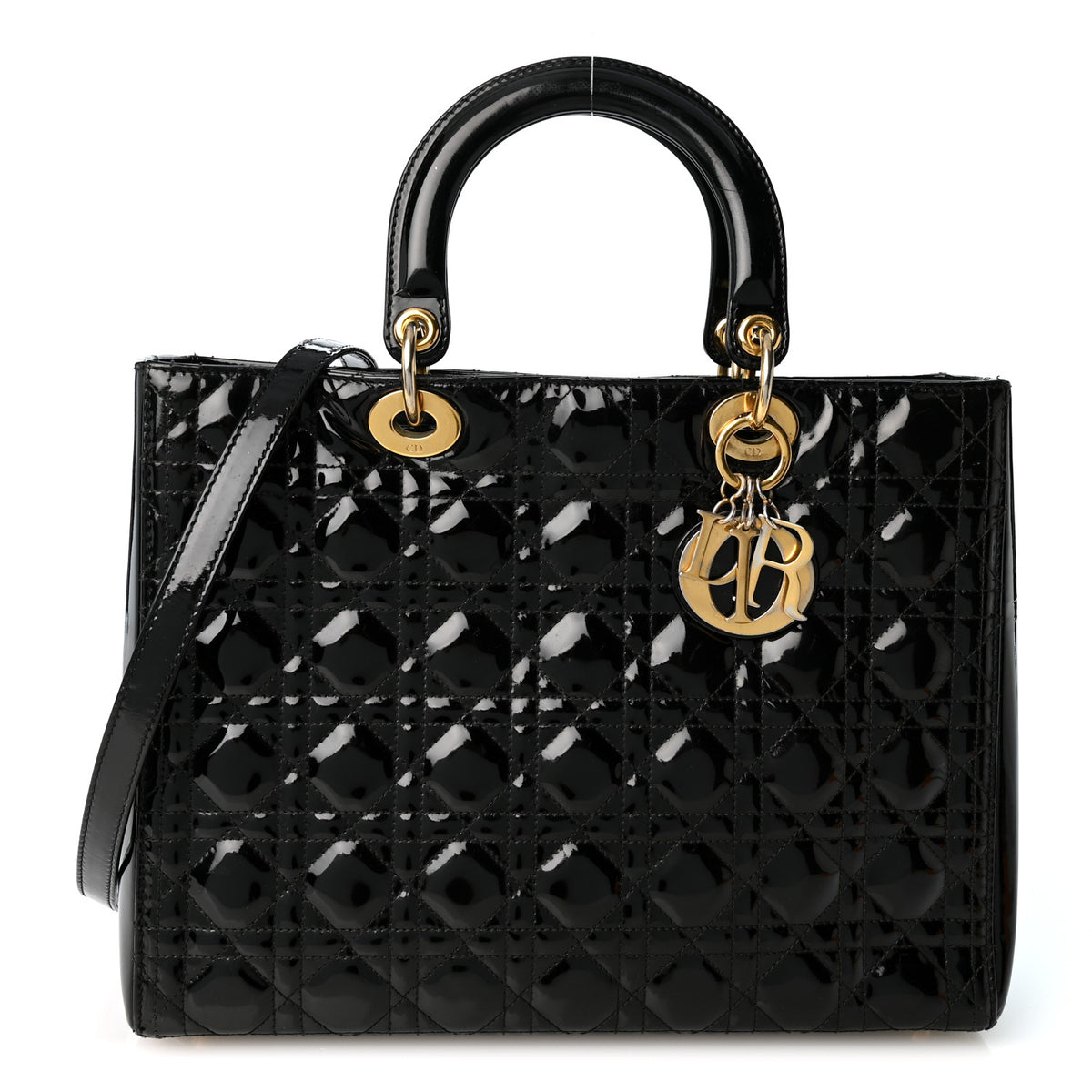 Christian Dior Patent Cannage Large Lady Dior Black 1 of 10