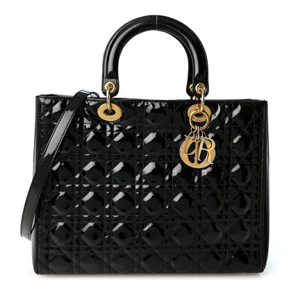 Christian Dior Patent Cannage Large Lady Dior Black 1 of 10