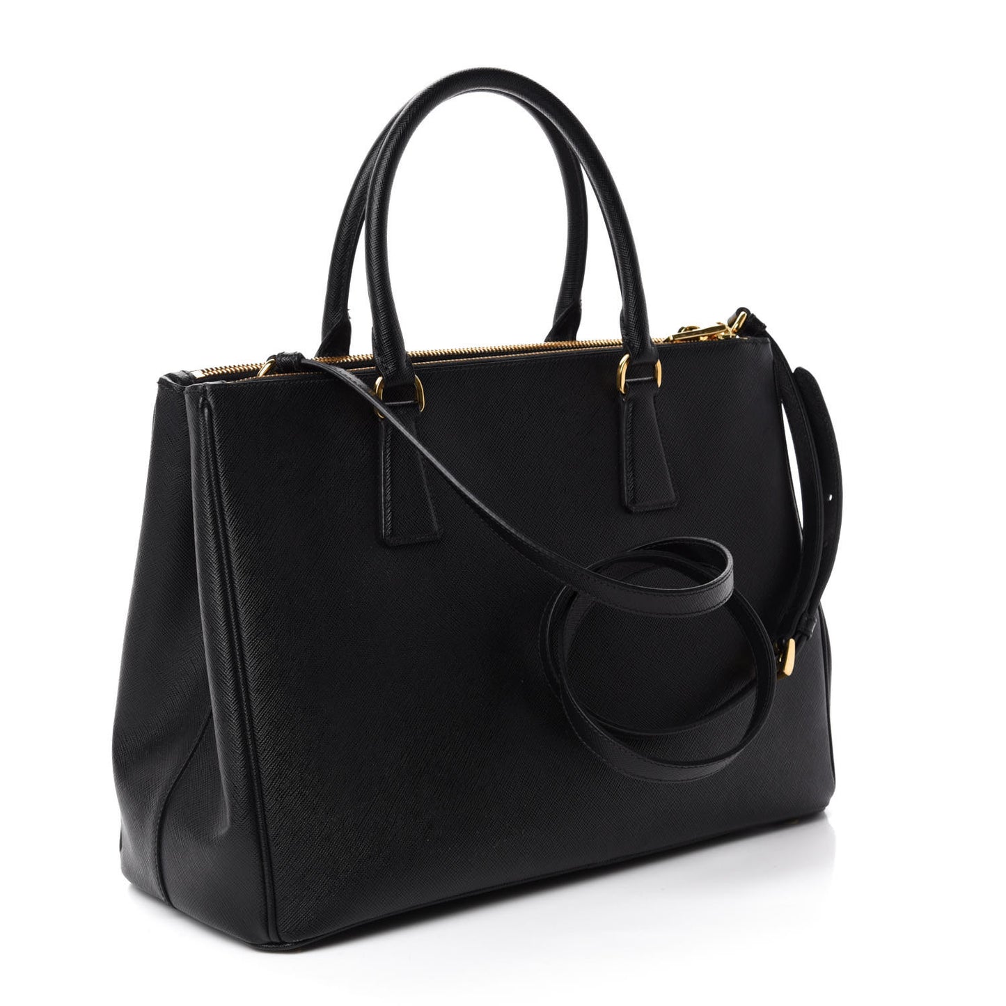 Saffiano Medium Galleria Double Zip Tote Black