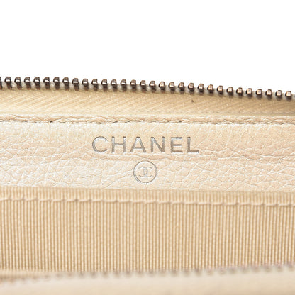 Chanel Metallic Calfskin Quilted Small CC Zip Around Wallet Pearl 6 of 9