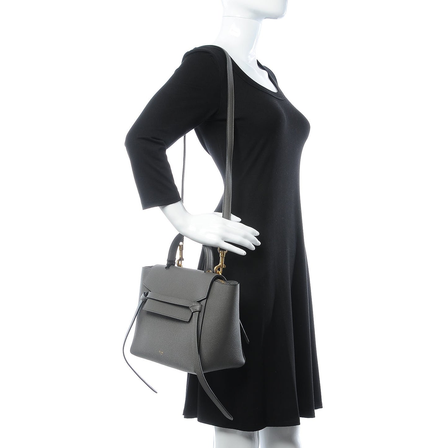 Grained Calfskin Micro Belt Bag Grey