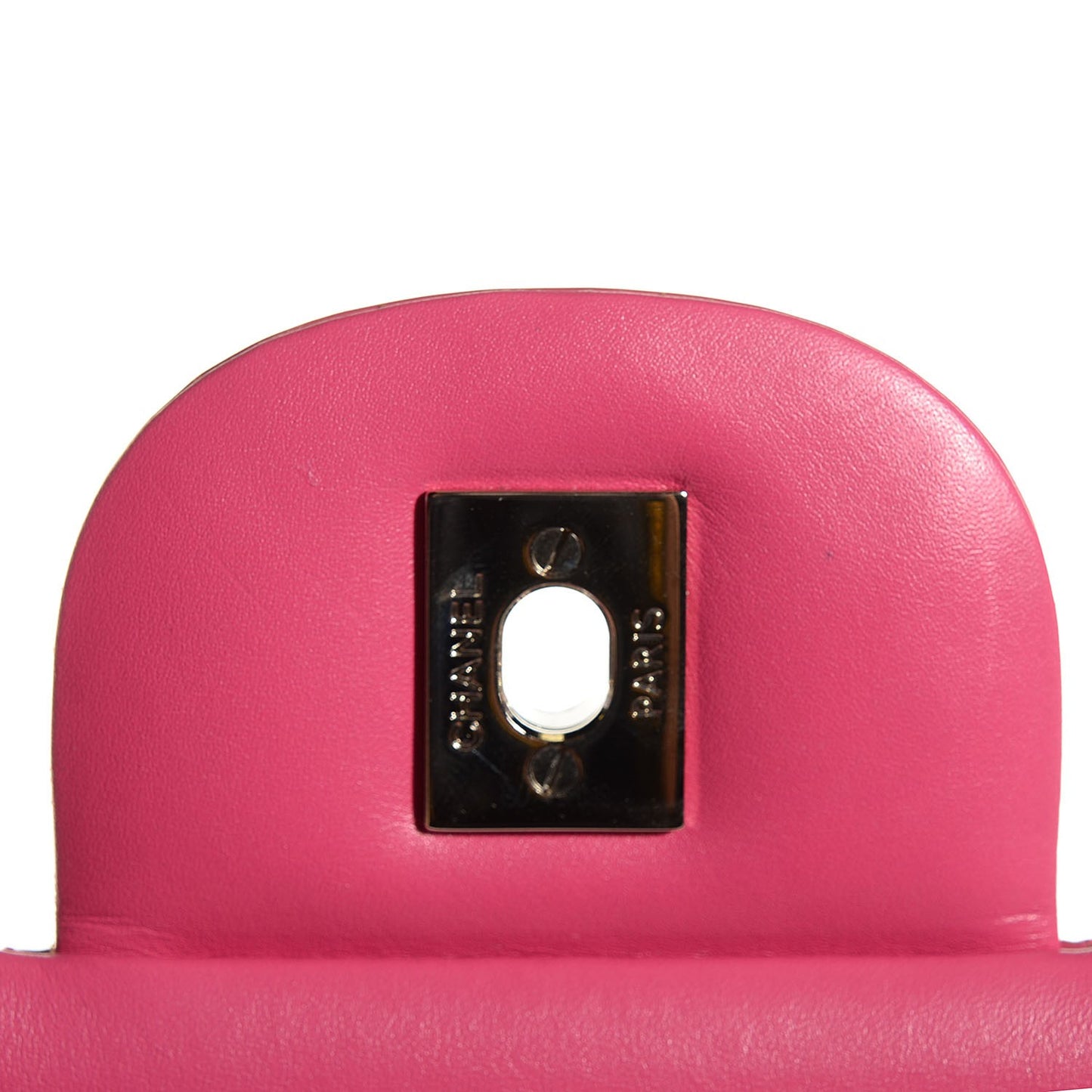 Patent Calfskin Quilted Jumbo Double Flap Fuchsia