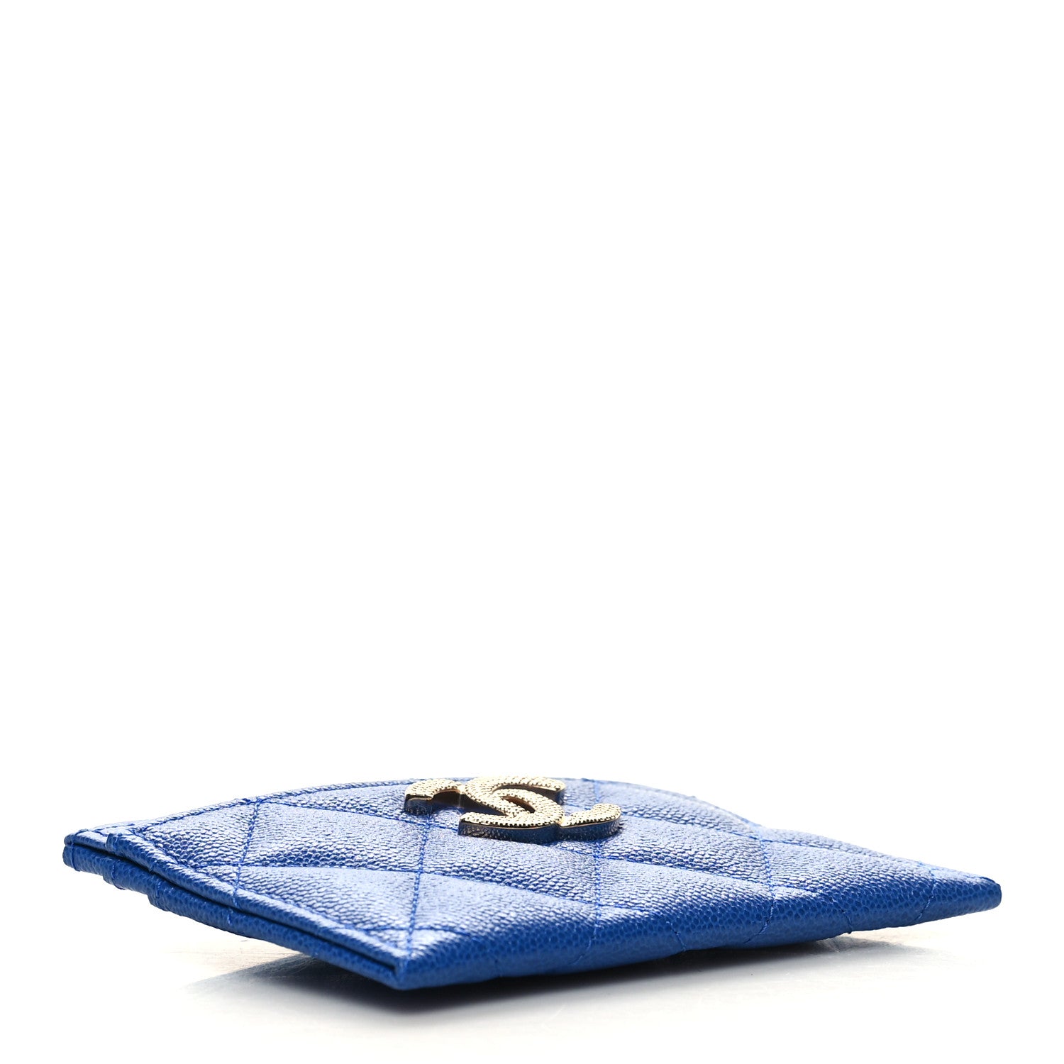 Chanel Caviar Quilted Studded CC Card Holder Blue 4 of 9