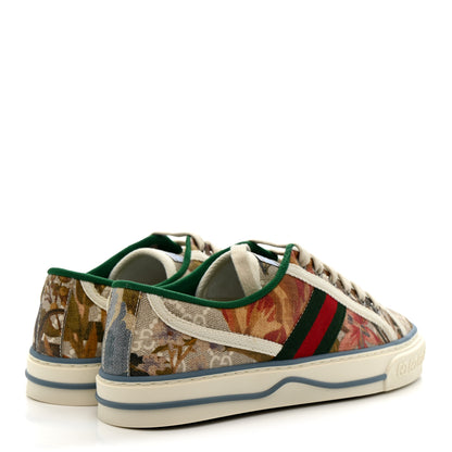 Gucci GG Supreme Monogram Water Flora Web Womens 1977 Tennis Sneakers 35.5 Beige White Multicolor Mystic White 5 of 9