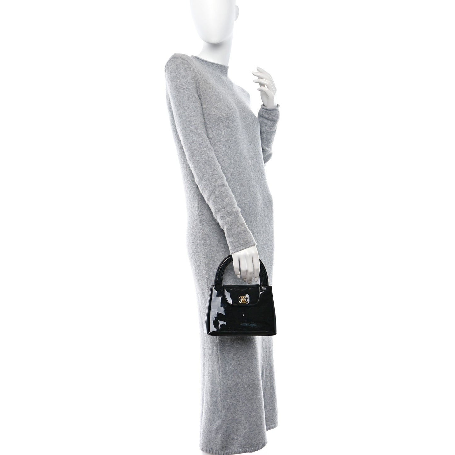 Patent Small Kelly Flap Bag Black