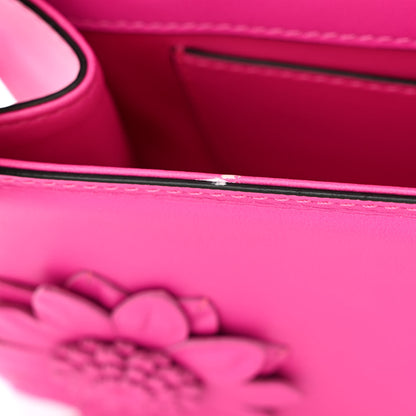 Valentino Garavani Calfskin Floral Embellished Monochrome Vlogo Loco Shoulder Bag Pink PP 9 of 12