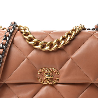 Chanel Lambskin Quilted Large Chanel 19 Flap Brown 10 of 10