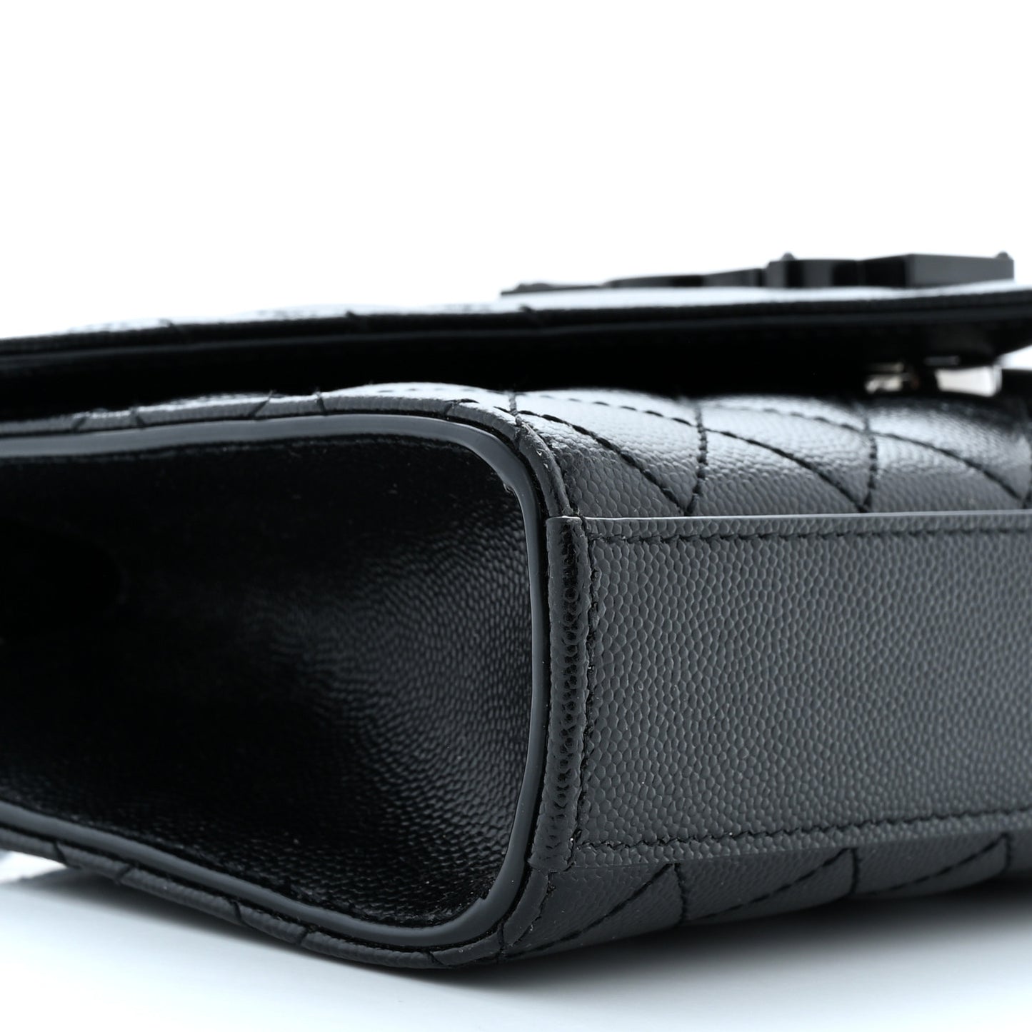 Grain De Poudre Textured Mixed Matelasse Triquilt Small Monogram Monochrome Satchel Black