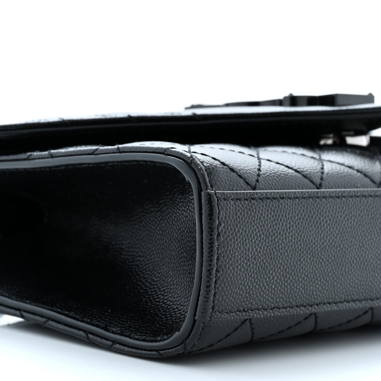 Saint Laurent Grain De Poudre Textured Mixed Matelasse Triquilt Small Monogram Monochrome Satchel Black 9 of 10