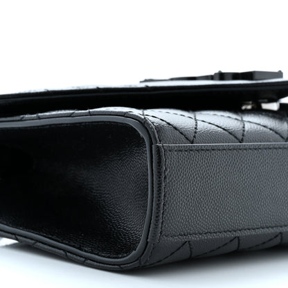 Saint Laurent Grain De Poudre Textured Mixed Matelasse Triquilt Small Monogram Monochrome Satchel Black 9 of 10
