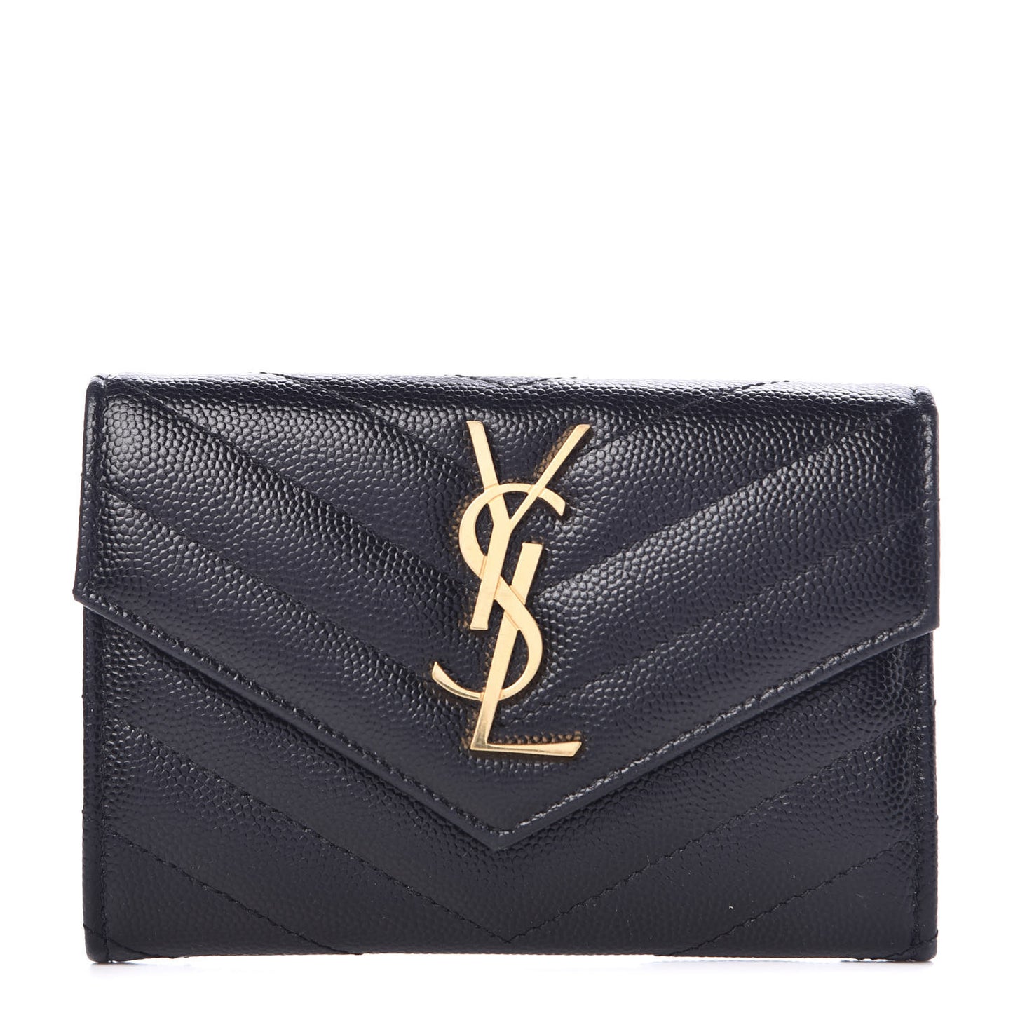 Grain De Poudre Matelasse Chevron Small Monogram Envelope Wallet Black