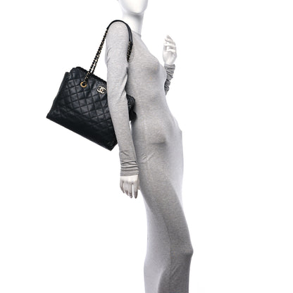 Chanel Iridescent Calfskin Quilted Happy Stitch Shopping Tote Black 2 of 11