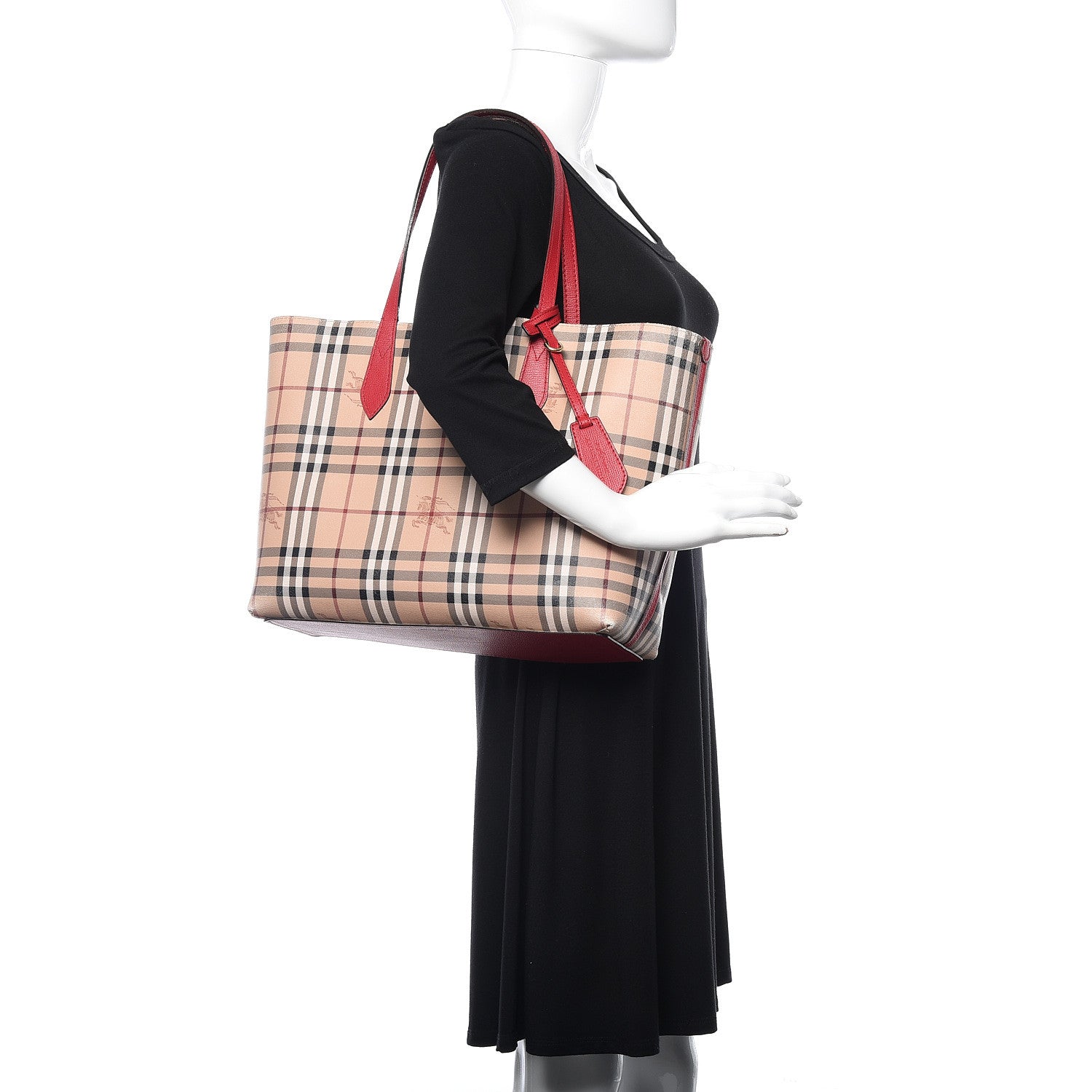 Burberry Haymarket Check Reversible Tote Red 3 of 25