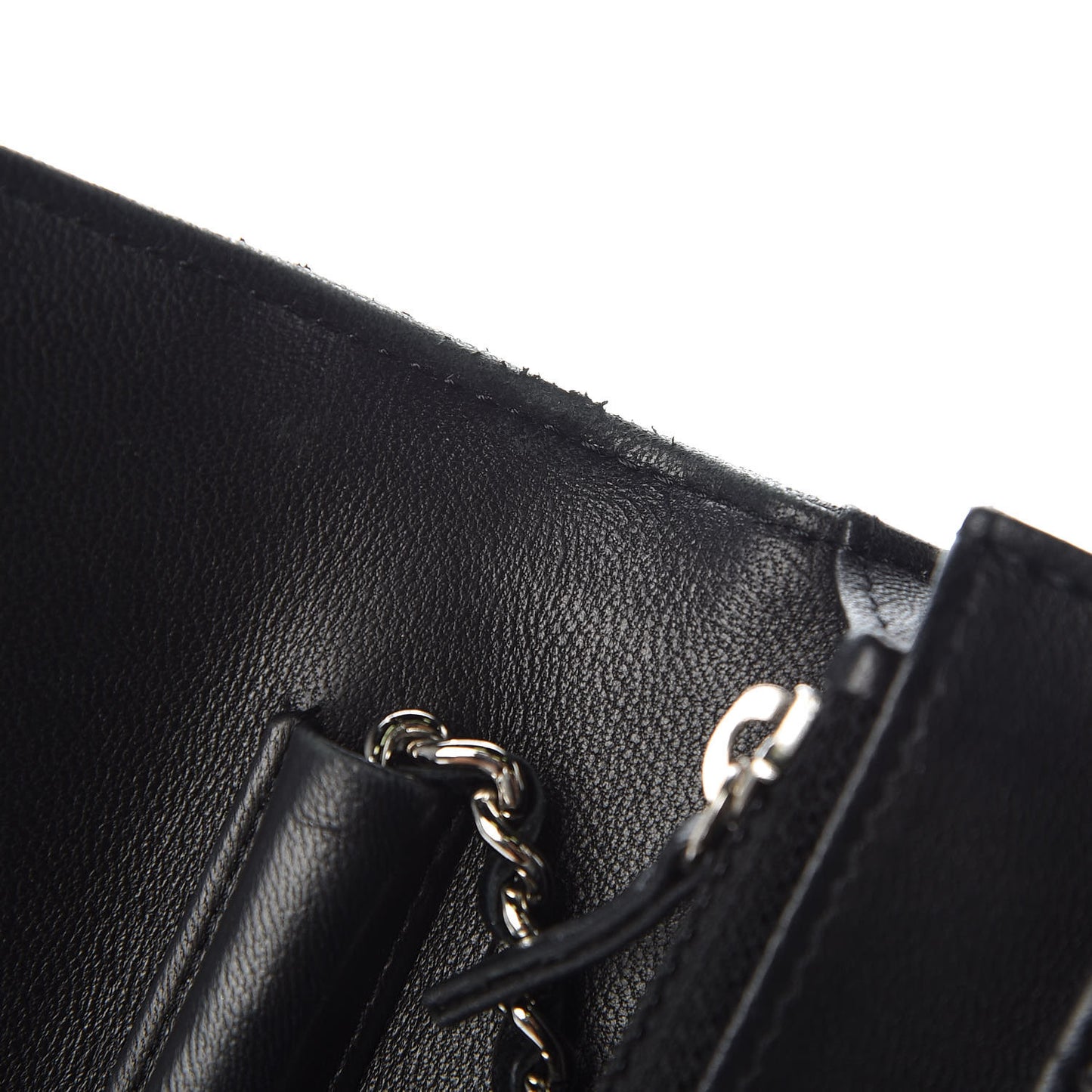 Lambskin Camellia Embossed Wallet On Chain WOC Black