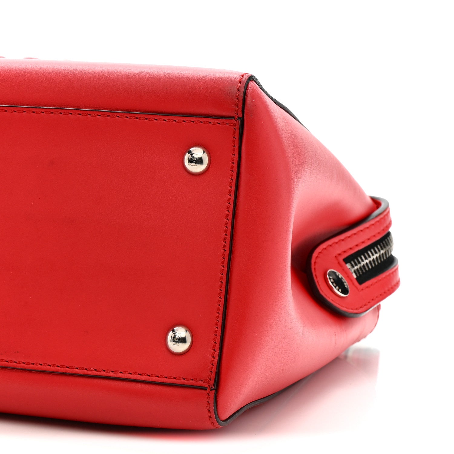 Fendi Vitello Baltico Dolce Shiny Nappa Lace Up DotCom Satchel Red