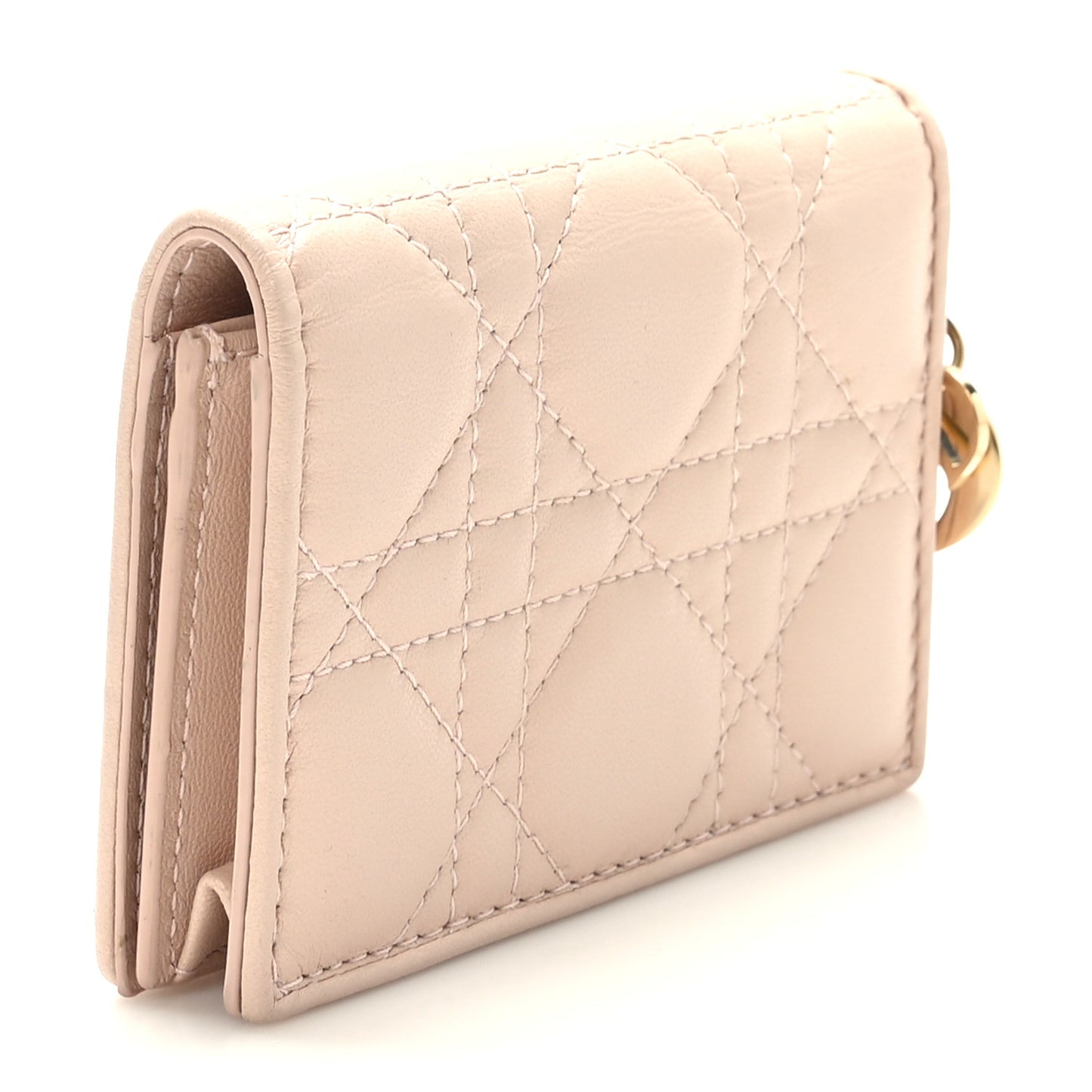 Lambskin Cannage Mini Lady Dior Wallet Aesthetic Beige