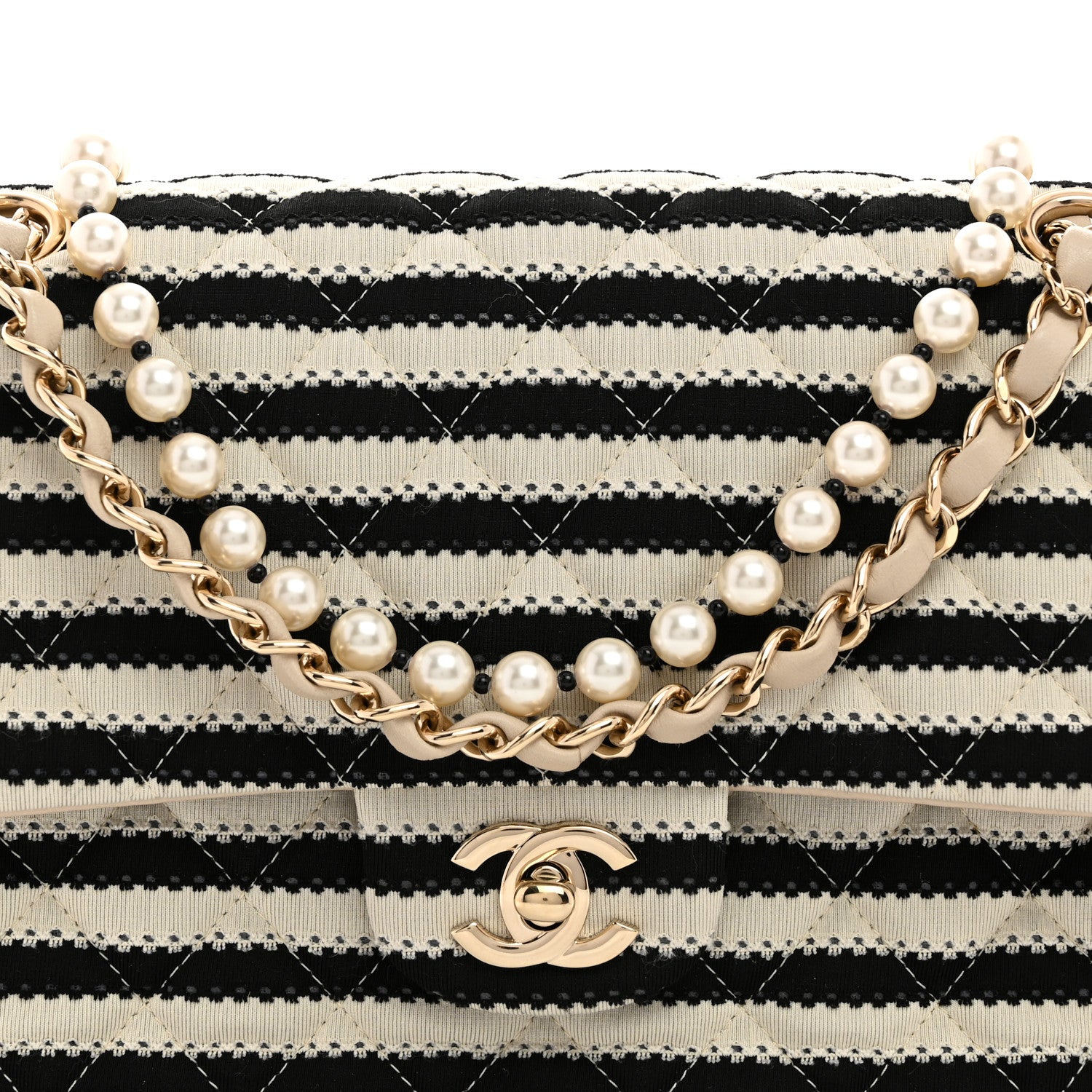 Chanel Jersey Quilted Medium Coco Sailor Flap Black White 8 of 10