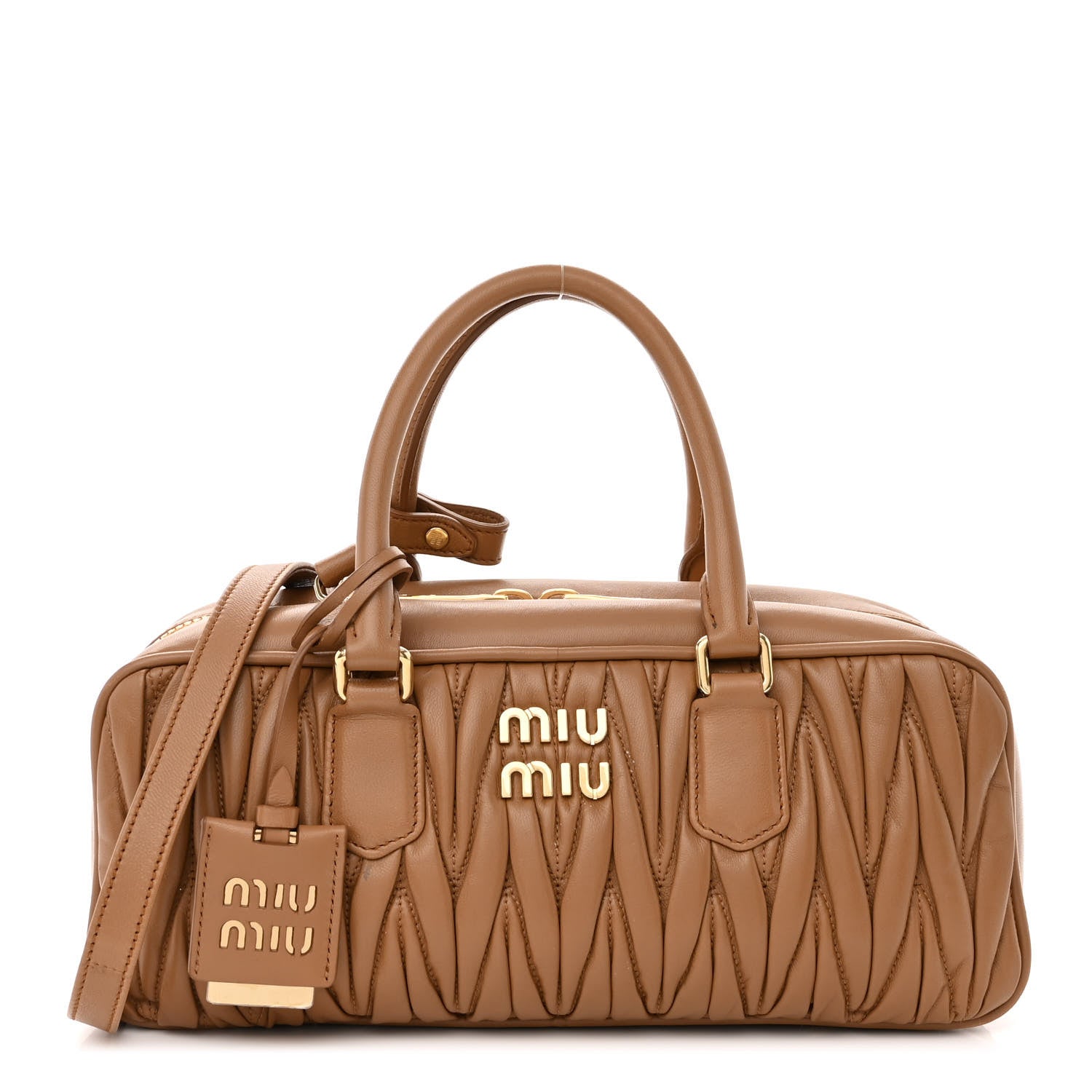 Miu Miu Nappa Matelasse Large Arcadie Top Handle Bag Caramel 1 of 12