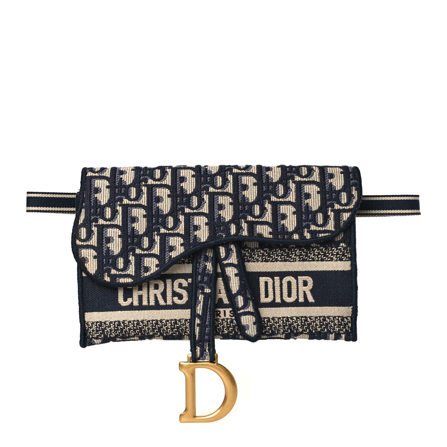 Christian Dior Oblique Slim Saddle Pouch Blue 1 of 9