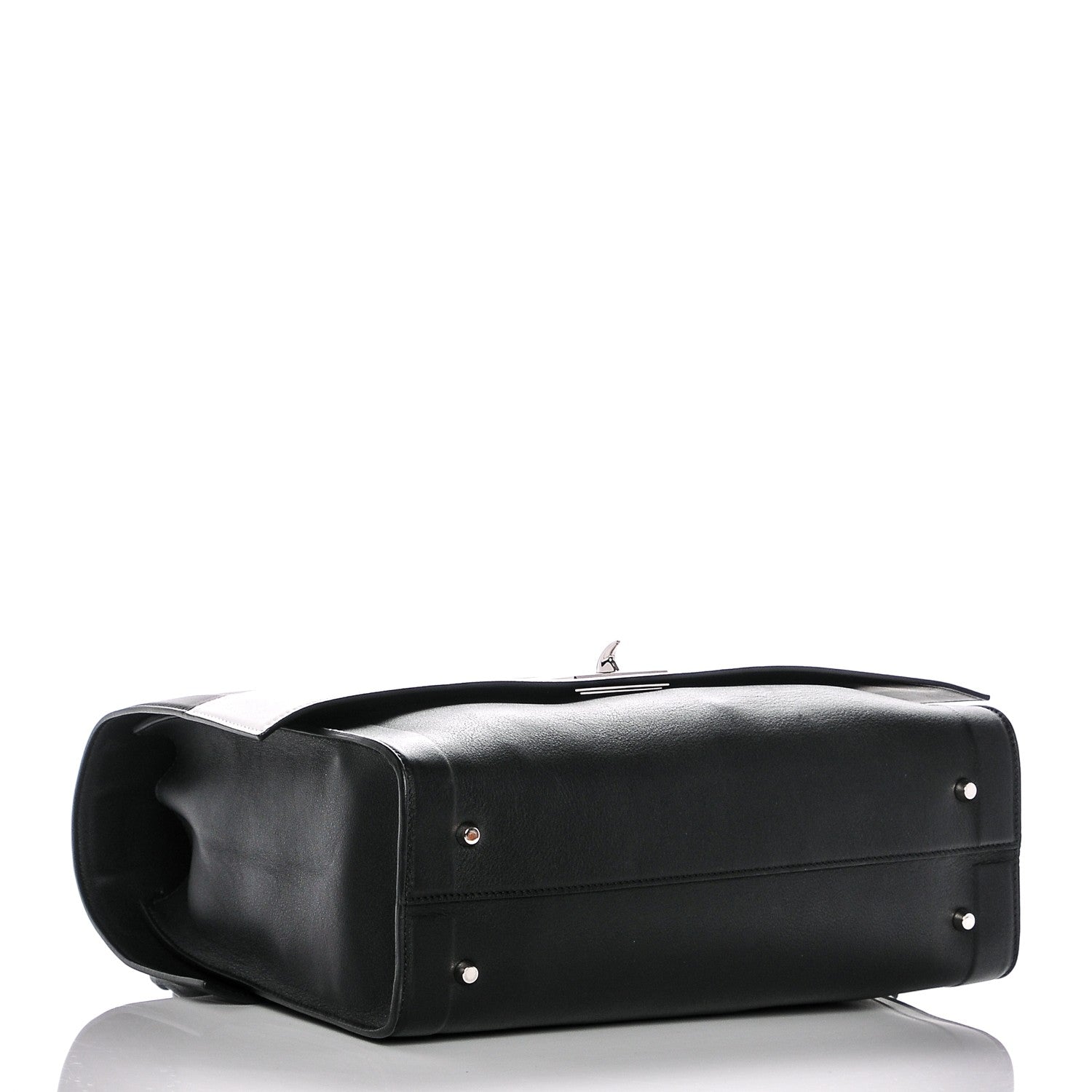 Givenchy Grained Calfskin Medium Bi-Color Shark Lock Satchel Black White 4 of 7