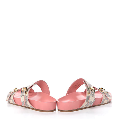 Louis Vuitton Damier Azur Bom Dia Flat Mules 37 Rose Clair 5 of 12