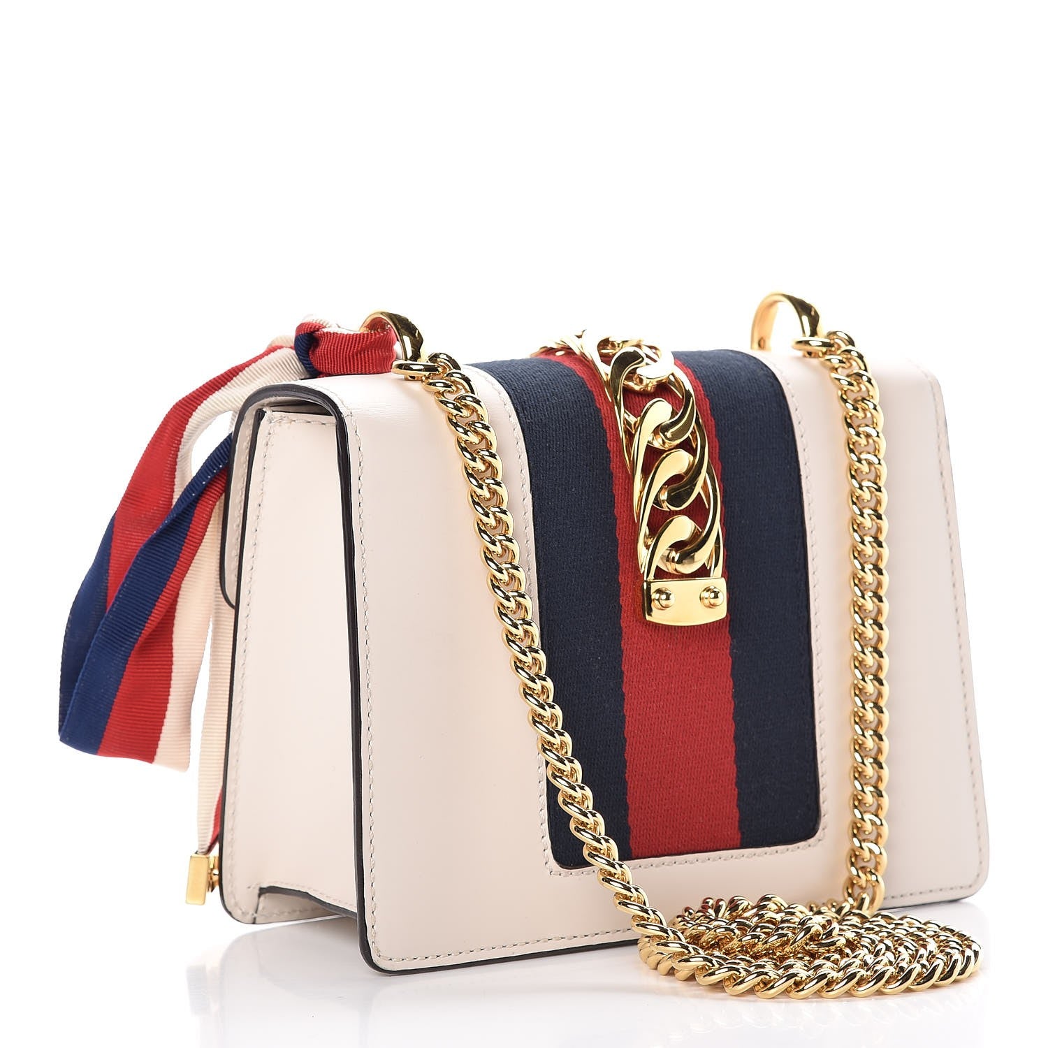 Gucci Calfskin Mini Sylvie Chain Shoulder Bag White 3 of 7