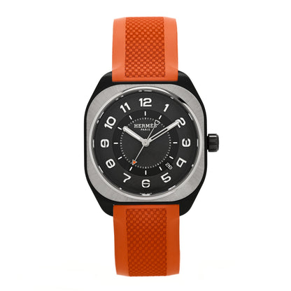 Hermes DLC Coated Titanium Rubber 39mm H08 Automatic Watch Orange 1 of 5