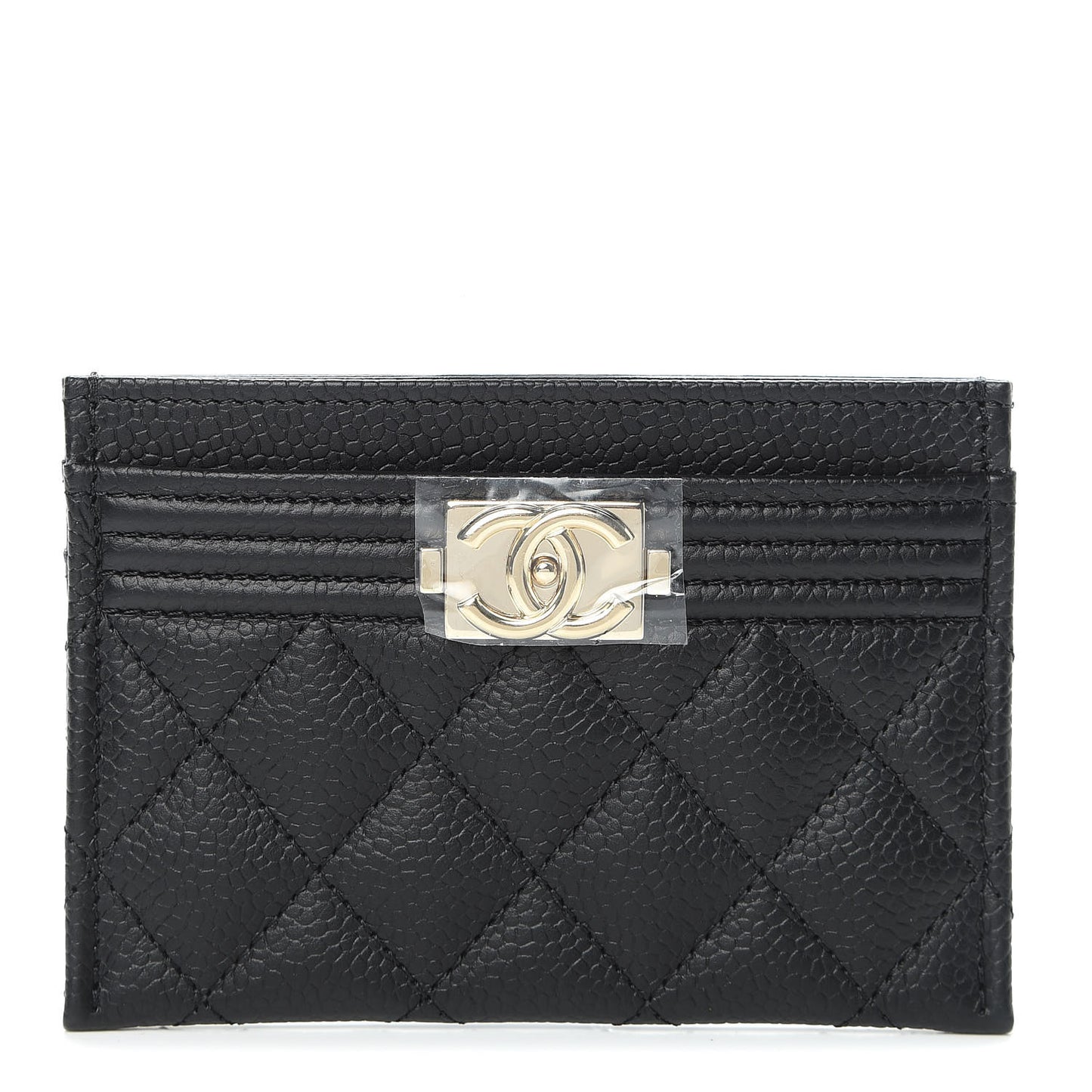 Caviar Quilted Boy Card Holder Black