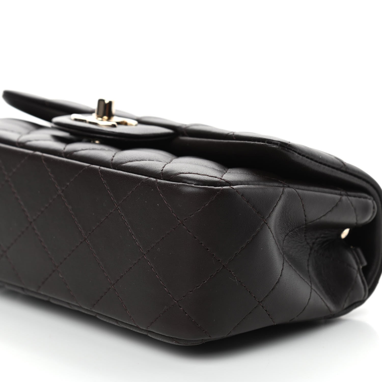 Chanel Lambskin Quilted Mini Rectangular Flap Dark Brown 9 of 10