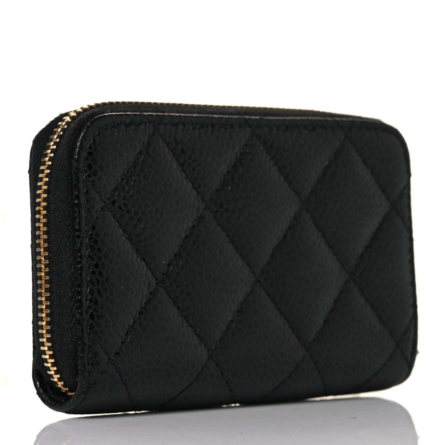 Caviar Quilted Zip Coin Purse Black
