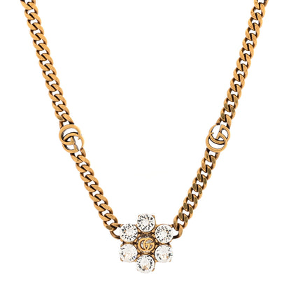 Gucci Crystal Double G Flower Chain Necklace Aged Gold Aged Gold 1 of 5