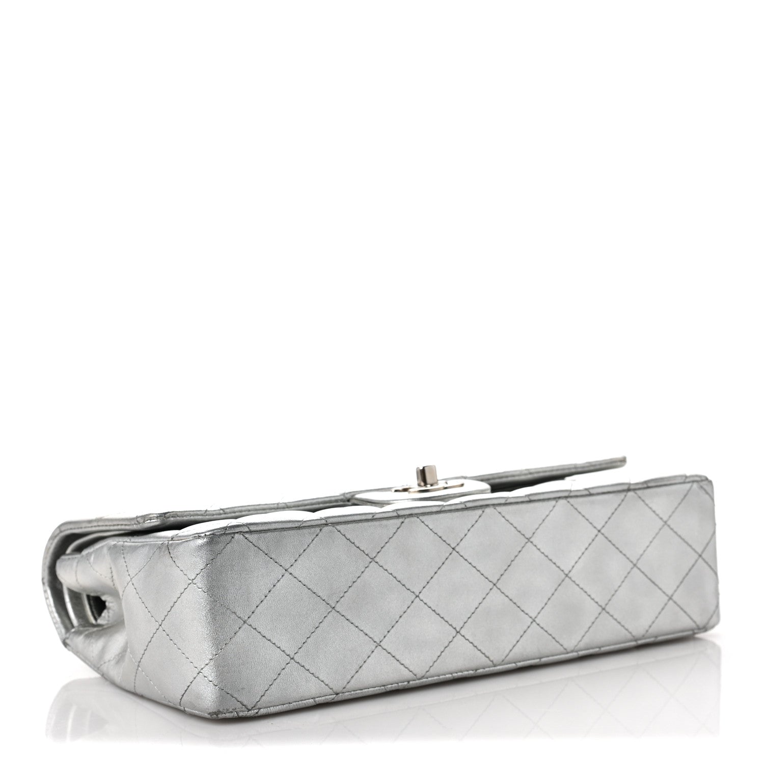 Chanel Metallic Lambskin Quilted Medium Double Flap Silver 4 of 9