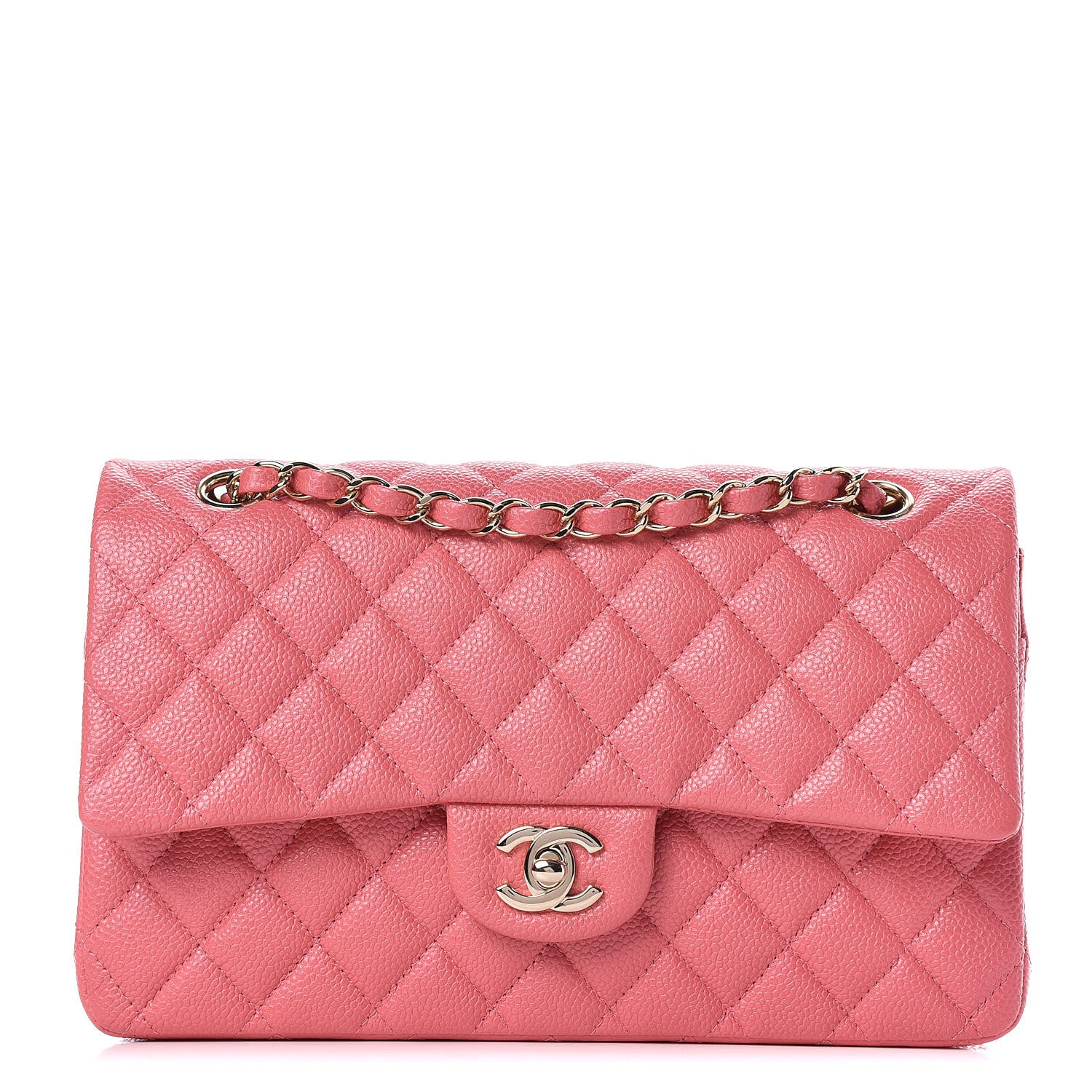 Chanel Metallic Caviar Quilted Medium Double Flap Pink 1 of 9