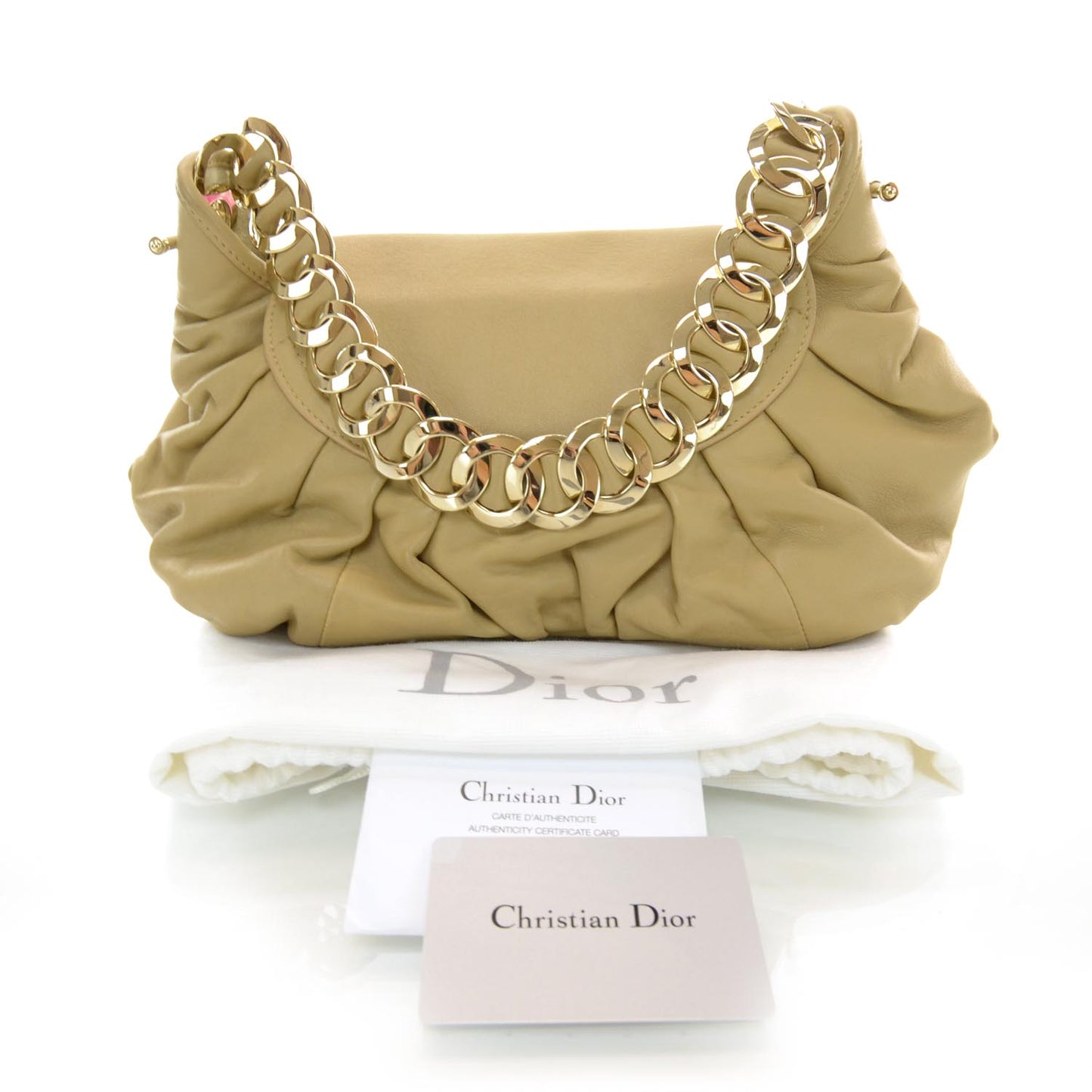 CHRISTIAN DIOR Lambskin Jazzclub Shoulder Bag Beige