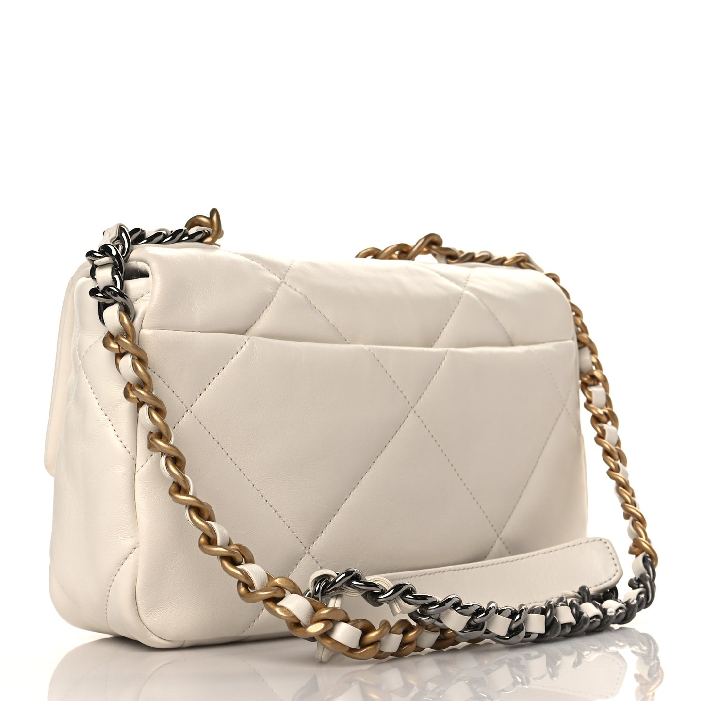Lambskin Quilted Medium Chanel 19 Flap White