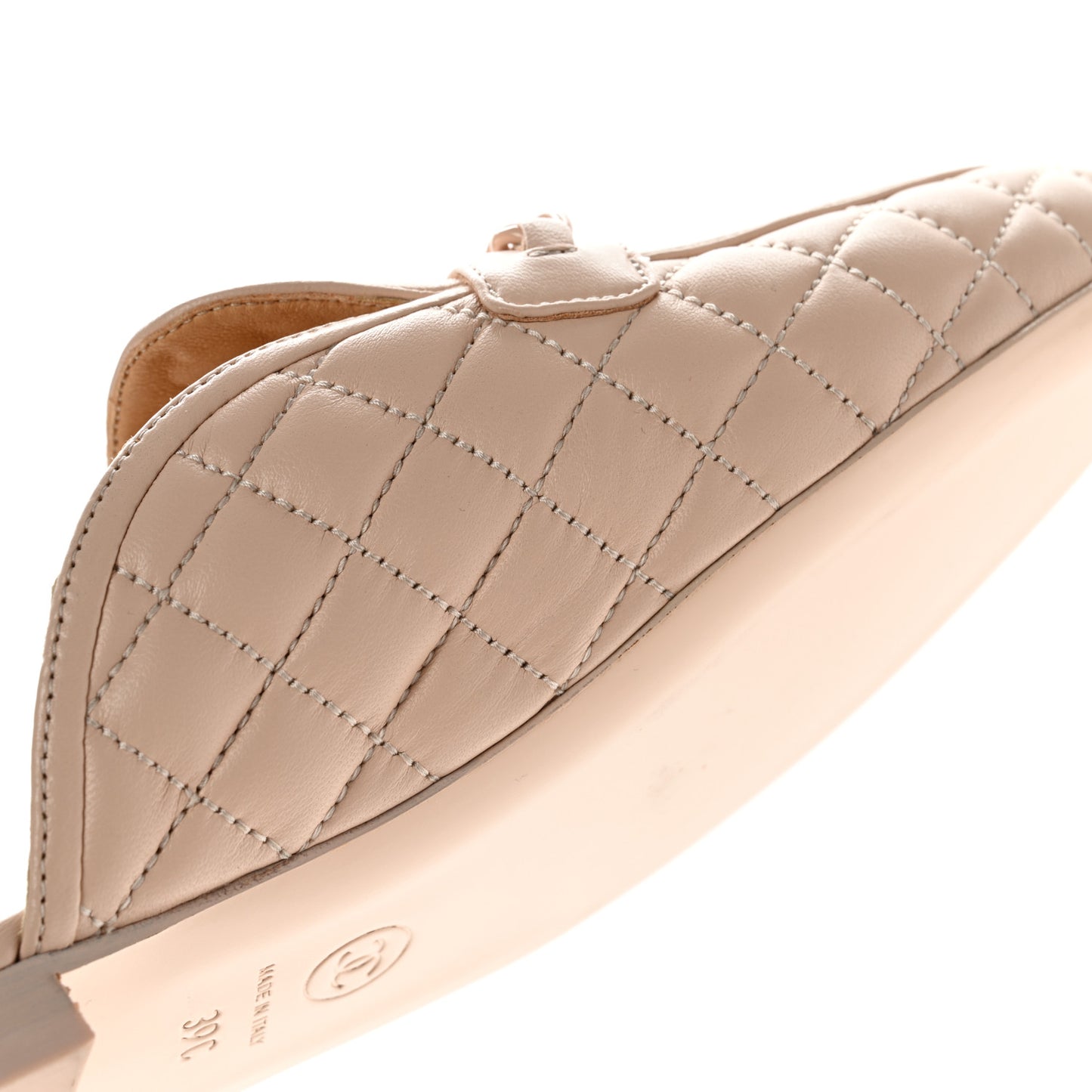 Lambskin Quilted Chain CC Mules 39 Light Pink