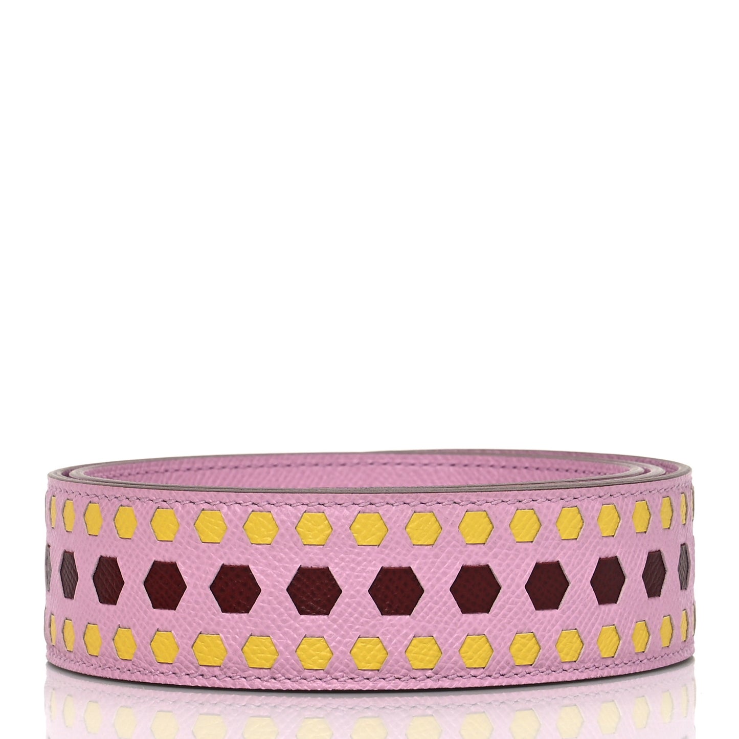 Epsom 30mm Hexagone Tressage Shoulder Strap Mauve Sylvestre Rouge H Jaune de Naples