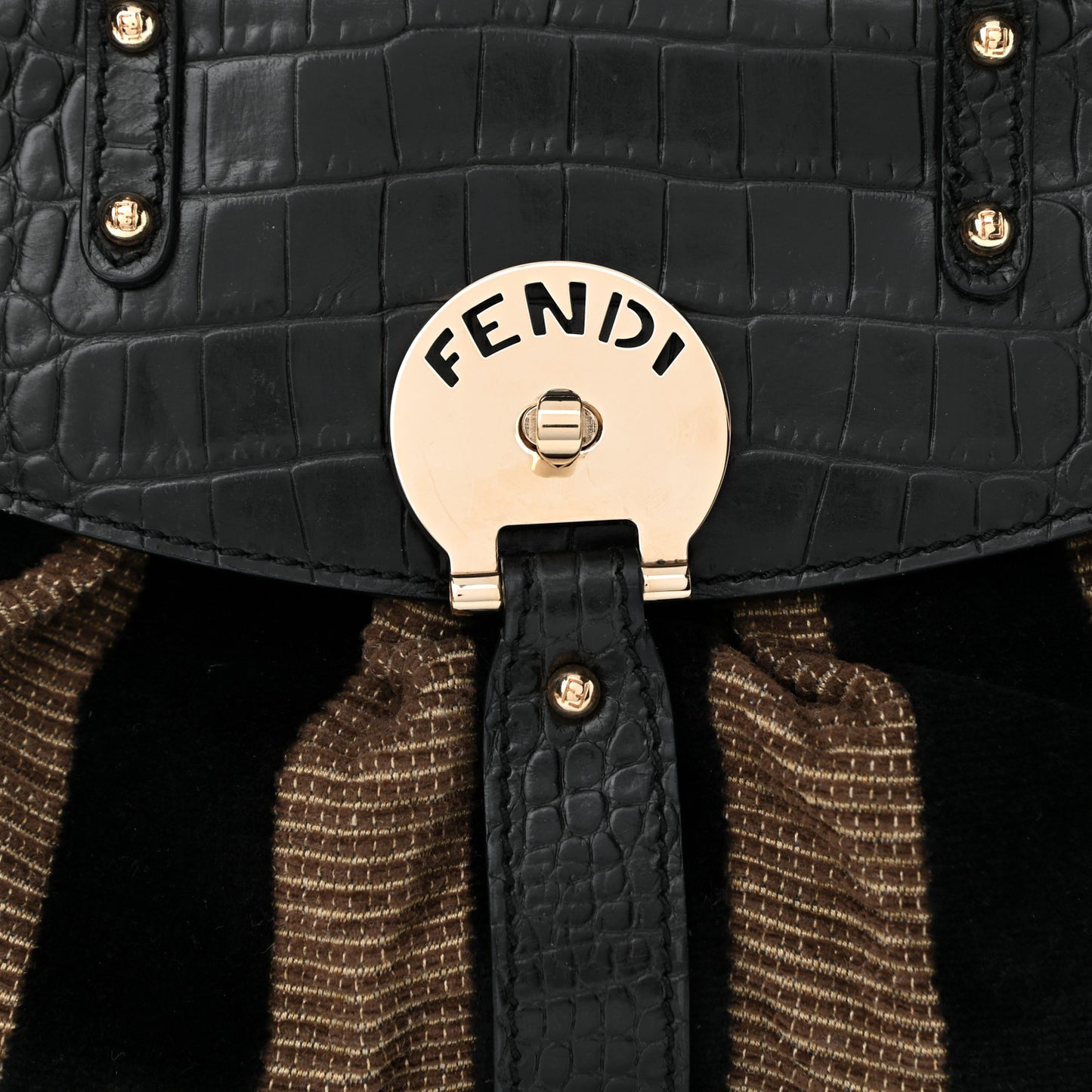 Velvet Crocodile Embossed Pequin Magic Bag Black