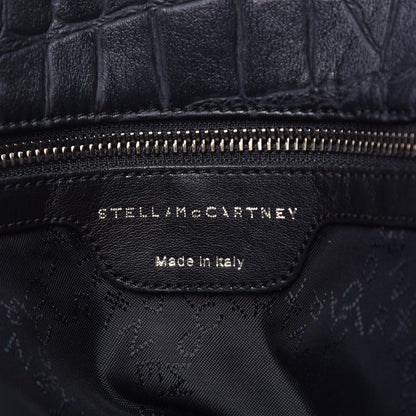 Stella McCartney Crocodile Embossed Falabella Fold Over Tote Black 7 of 10