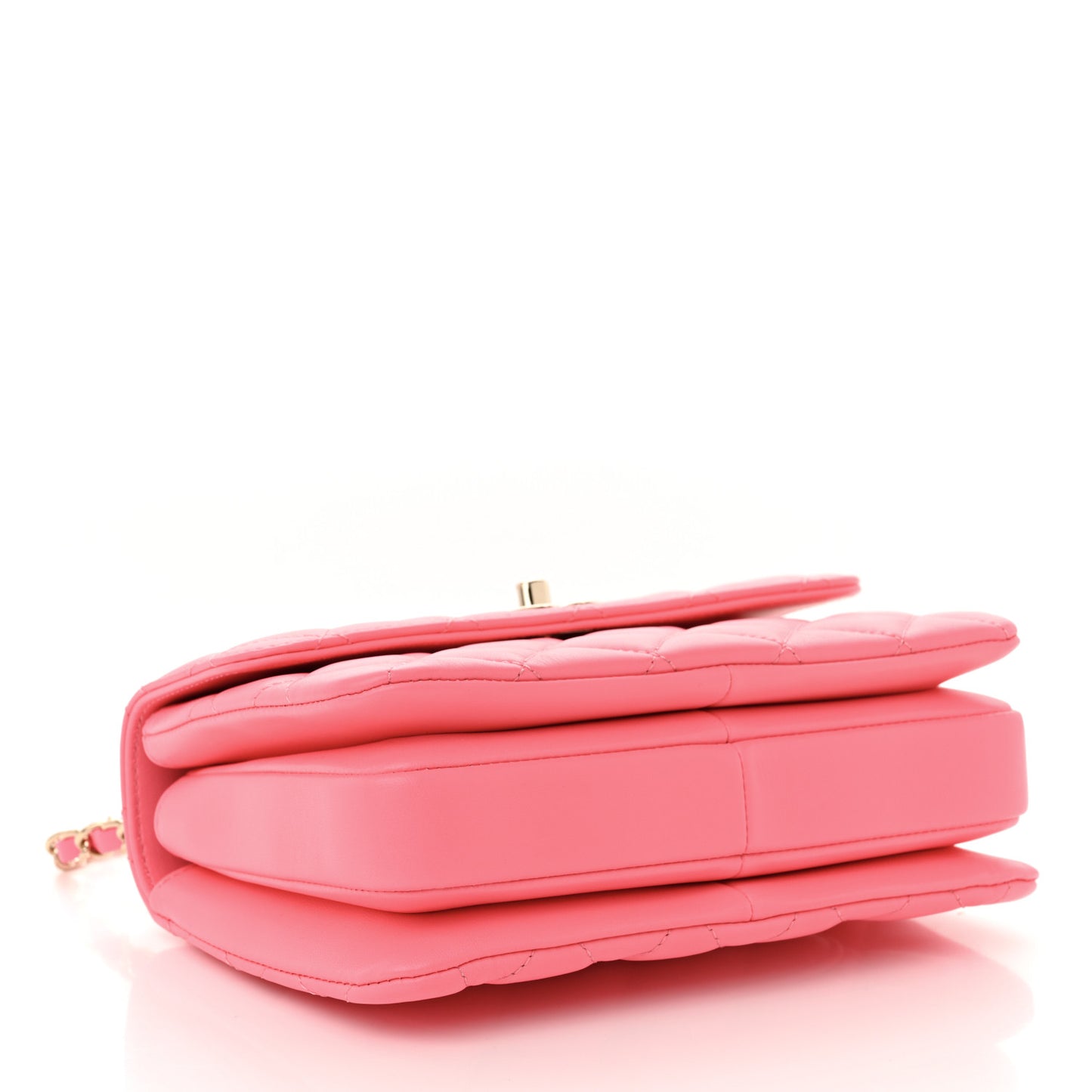 Lambskin Lacquered Quilted Mini Trendy CC Dual Handle Flap Bag Coral Pink