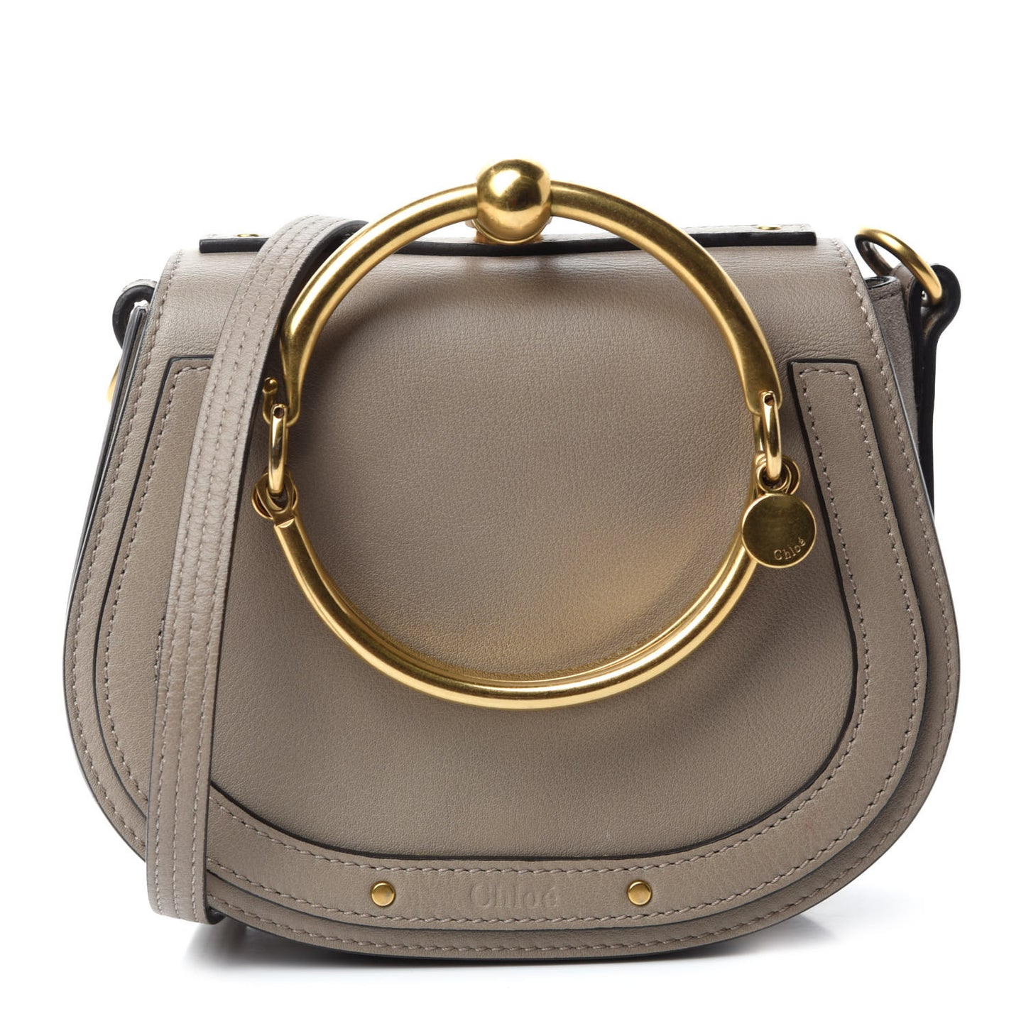 Calfskin Suede Small Nile Bracelet Bag Motty Grey