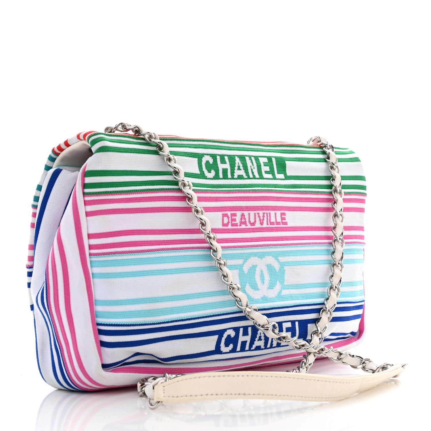 Chanel Mixed Fibers Lambskin Venise Biarritz Flap Bag Multicolor White 3 of 11