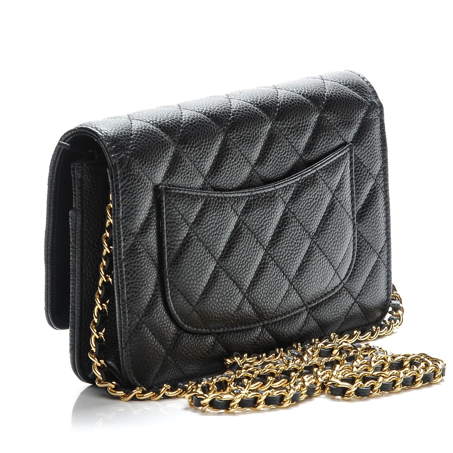 Caviar Quilted Wallet On Chain WOC Black