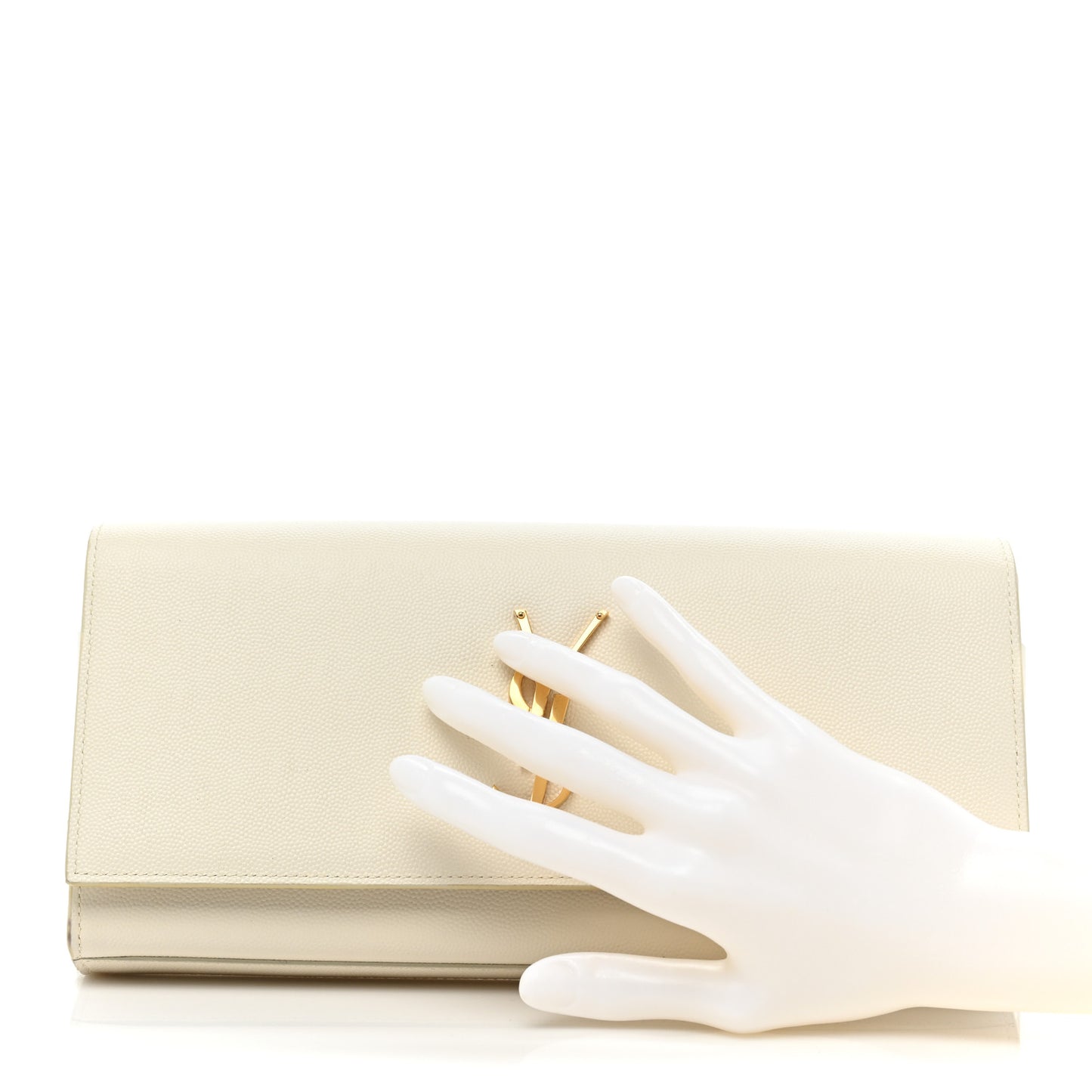 Grain De Poudre Classic Monogram Cassandre Clutch Dove White