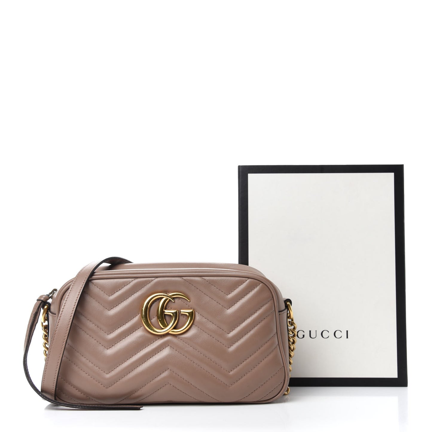 Calfskin Matelasse Small GG Marmont Chain Shoulder Bag Porcelain Rose