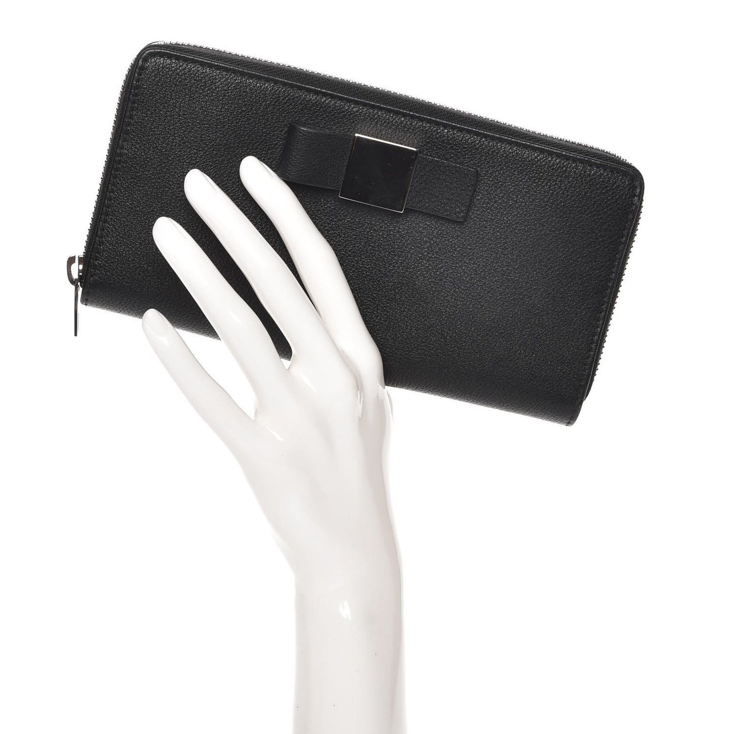 Calfskin Multi Bow Money Wallet Black