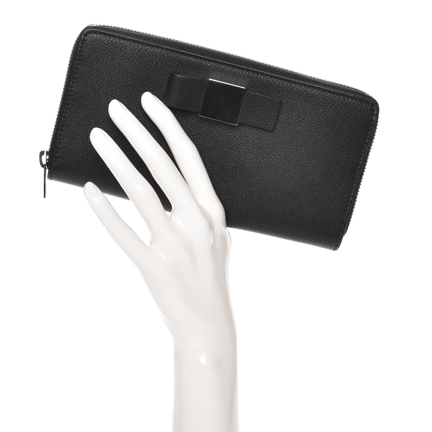 Balenciaga Calfskin Multi Bow Money Wallet Black 2 of 8