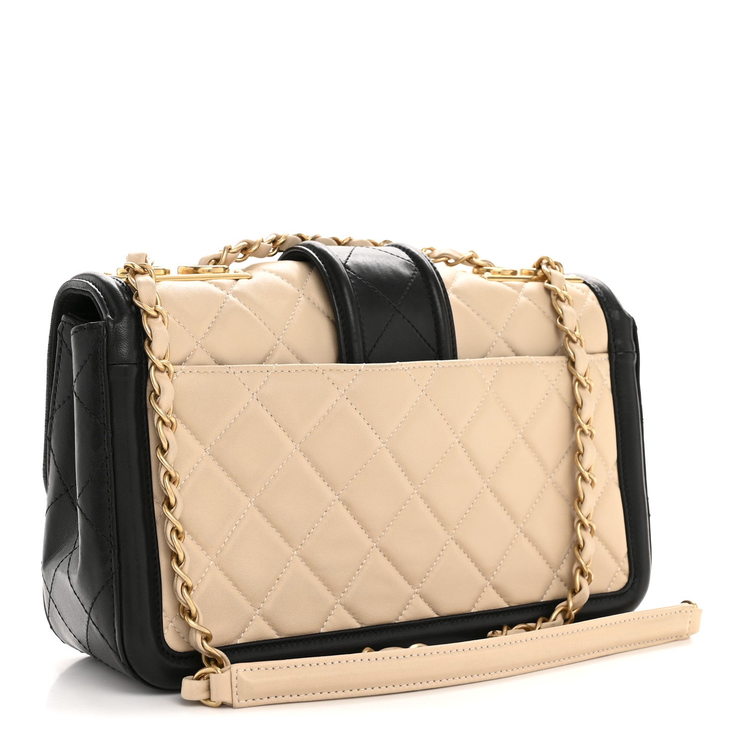 Chanel Lambskin Quilted Medium Elegant CC Flap Beige Black 3 of 13