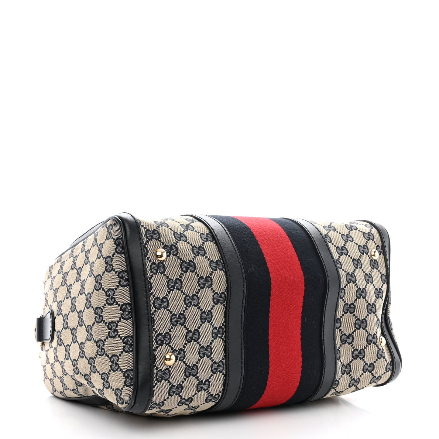 Monogram Selleria Calfskin Vintage Web Medium Boston Beige Blue